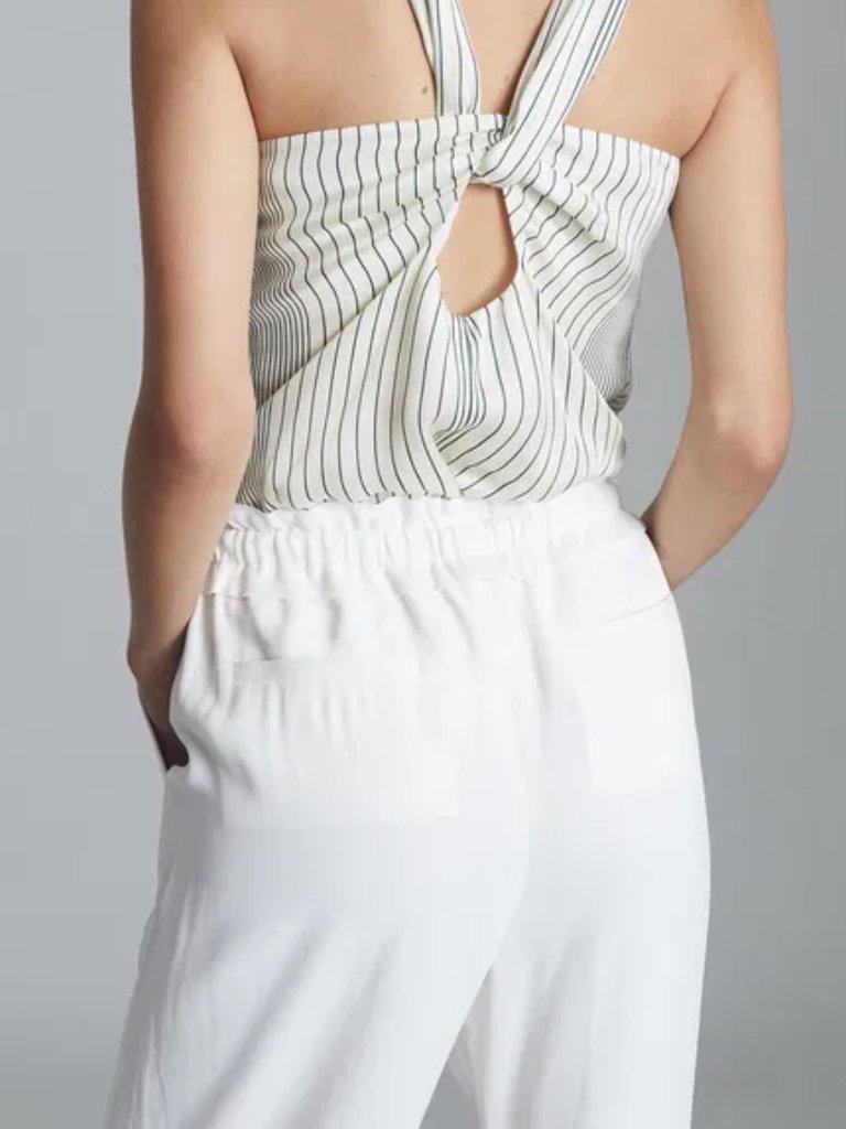 Reiss Raya Wide Leg Crepe Trousers White Satin Crepe Size 6 Nwot — image 2 of 8
